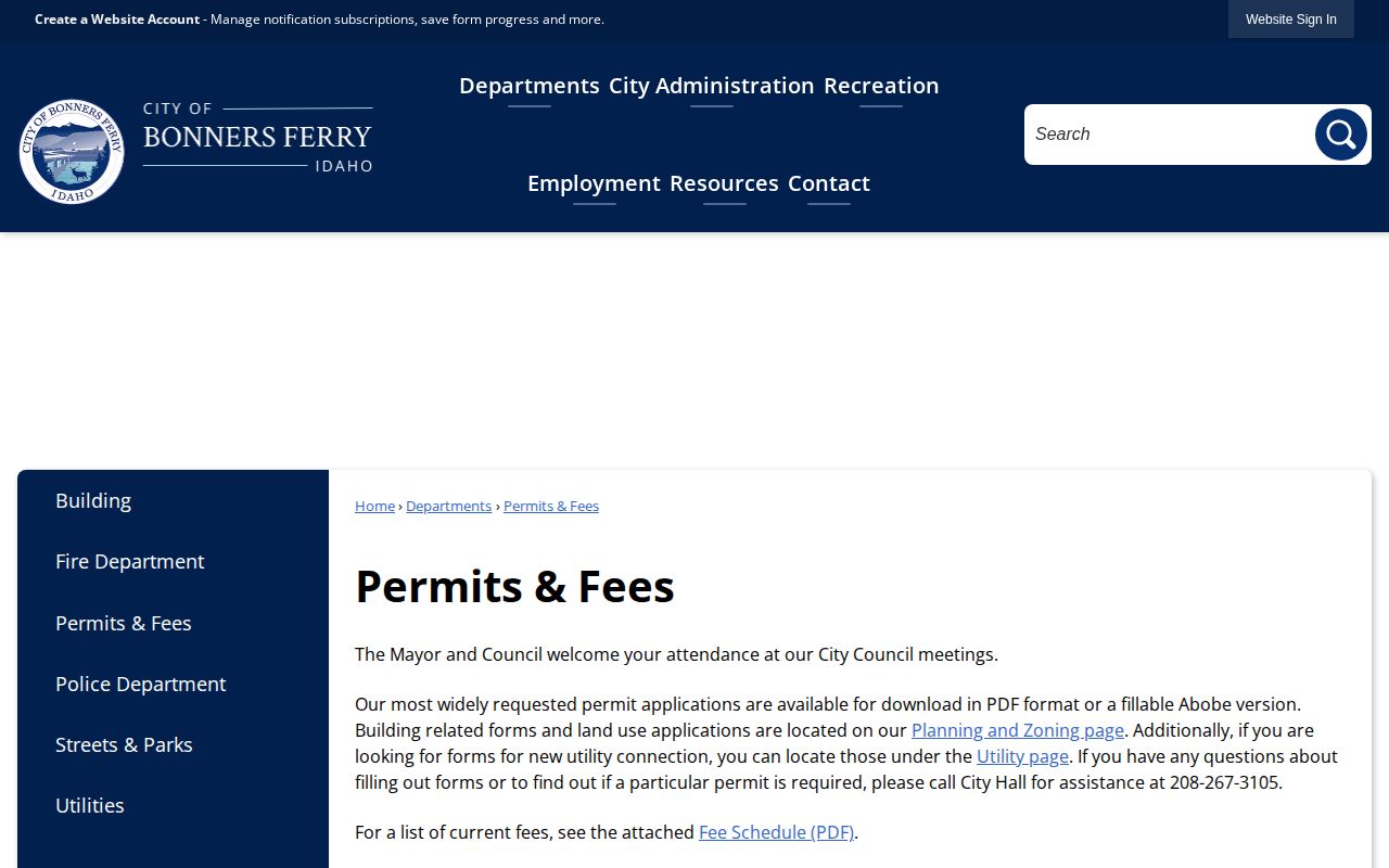 Bonners Ferry public-records and police request page