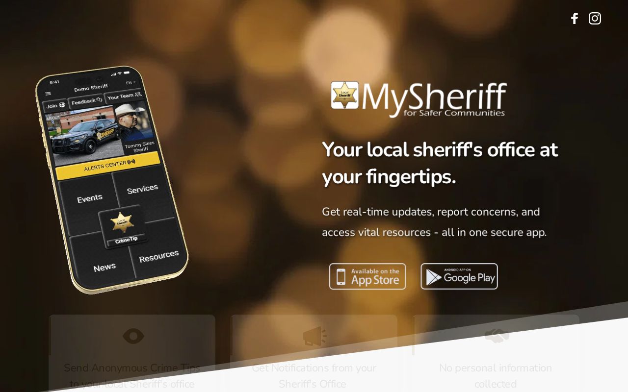Boundary County MySheriff alert and anonymous tip interface